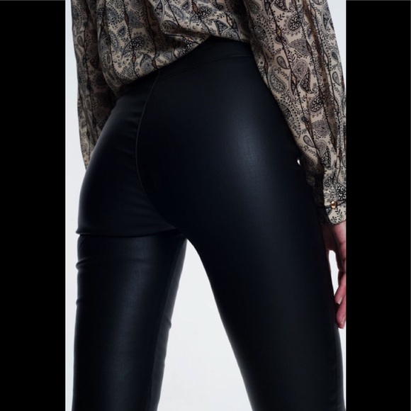 FARRAH BLACK VEGAN LEATHER LEGGINGS - Picture 7 of 7